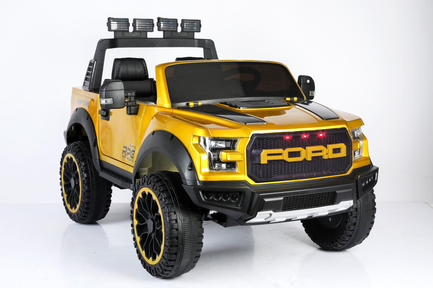 Ford F150 Raptor 12V Two-Seater Kids Ride-On Truck 4x4 with Rubber Wheels, Leather Seats, Hydraulics, Remote Control and LED Lights