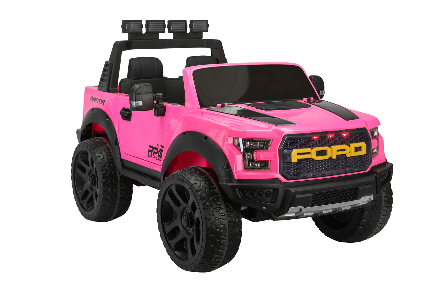 Ford F150 Raptor 12V Two-Seater Kids Ride-On Truck 4x4 with Rubber Wheels, Leather Seats, Hydraulics, Remote Control and LED Lights
