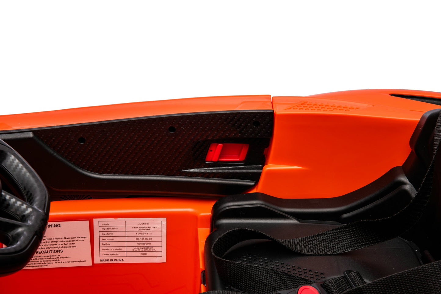 McLaren 765LT 12V Kids Ride-On Car in orange with rubber tires, leather seat, LED lights, butterfly doors, parental remote control, and rechargeable battery.
electric-powered kids ride on car McLaren 765LT 12v