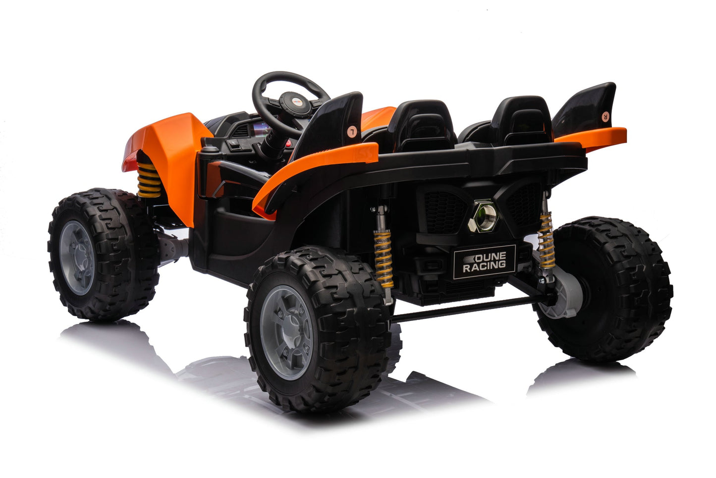 24V Shark Dune Racer 4x4 Ride-On Car – 2-Seater Kids Electric Dune Buggy with Rubber Wheels, Leather Seats, and Metal Chassis