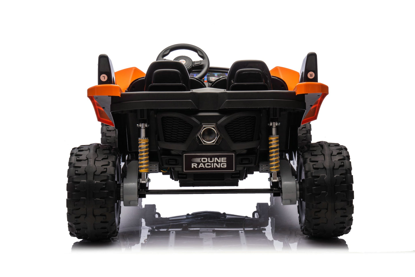 24V Shark Dune Racer 4x4 Ride-On Car – 2-Seater Kids Electric Dune Buggy with Rubber Wheels, Leather Seats, and Metal Chassis