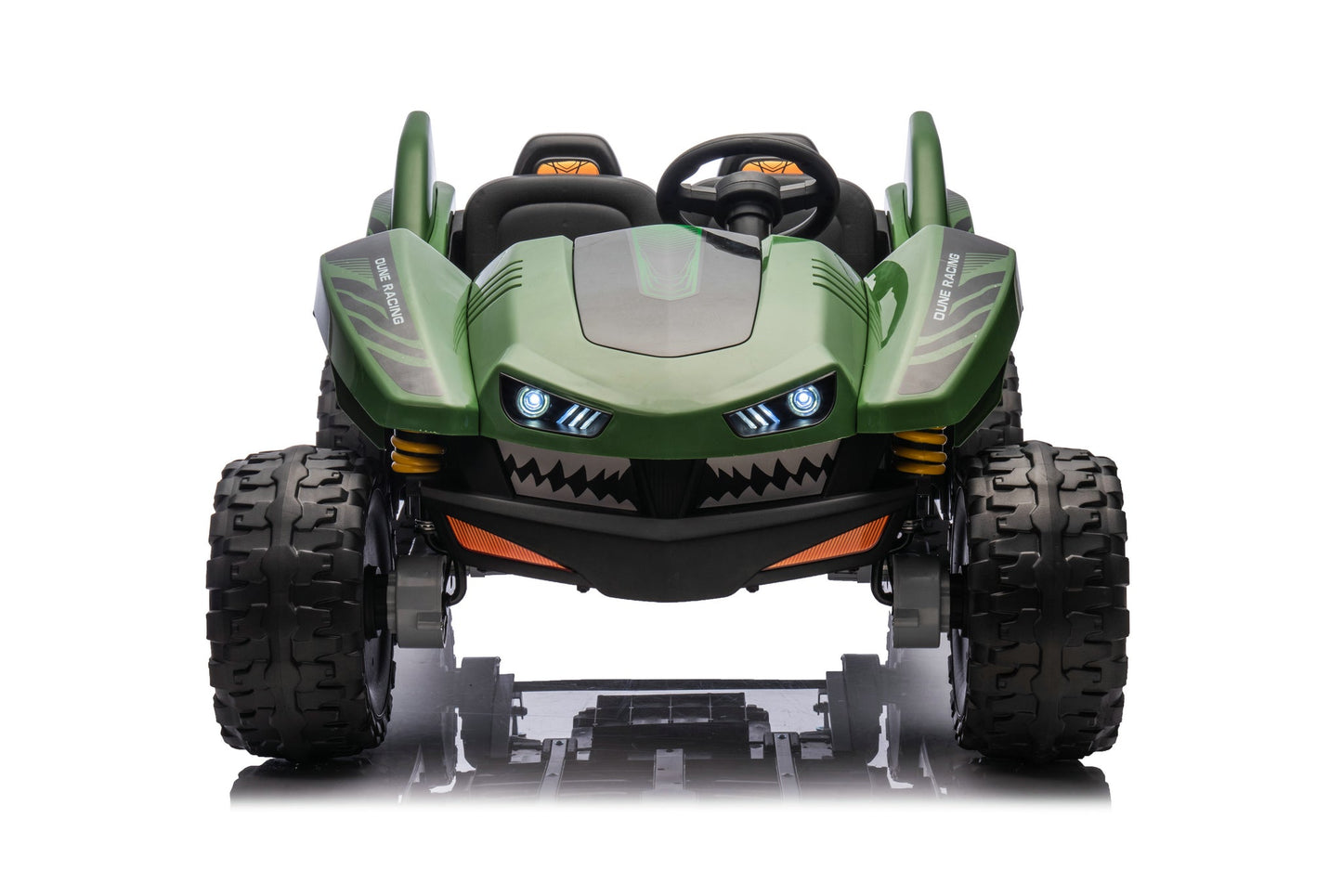 24V Shark Dune Racer 4x4 Ride-On Car – 2-Seater Kids Electric Dune Buggy with Rubber Wheels, Leather Seats, and Metal Chassis