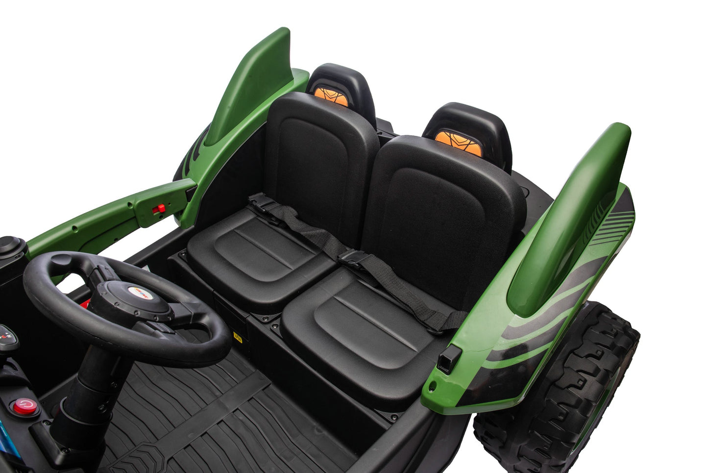24V Shark Dune Racer 4x4 Ride-On Car – 2-Seater Kids Electric Dune Buggy with Rubber Wheels, Leather Seats, and Metal Chassis