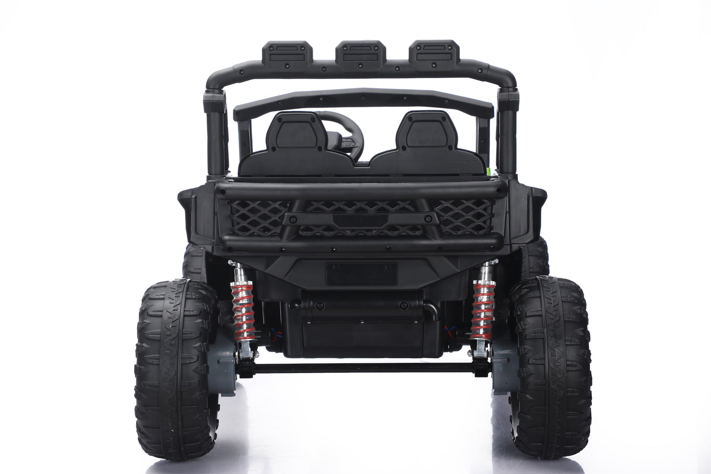 Rear View of Blazer UTV 24v 2-seater, with metal chassis and lifted suspension