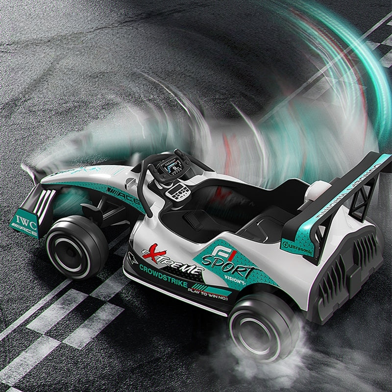 Formula F1 24V Kids Ride-On Go-Kart with brushless motor, drifting rear wheels, LED glow lights, leather seat, Bluetooth stereo, parental remote control, metal chassis, and dual-size adjustable pedals for kids and small adults. High-speed 24V battery-powered electric racing go-kart for ultimate fun and performance