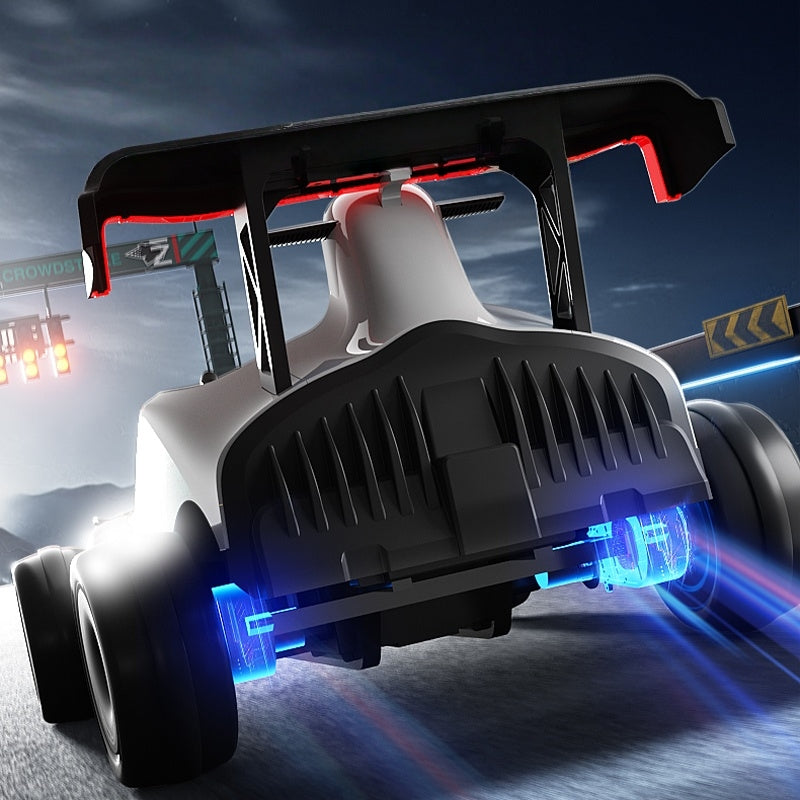 Formula F1 24V Kids Ride-On Go-Kart with brushless motor, drifting rear wheels, LED glow lights, leather seat, Bluetooth stereo, parental remote control, metal chassis, and dual-size adjustable pedals for kids and small adults. High-speed 24V battery-powered electric racing go-kart for ultimate fun and performance