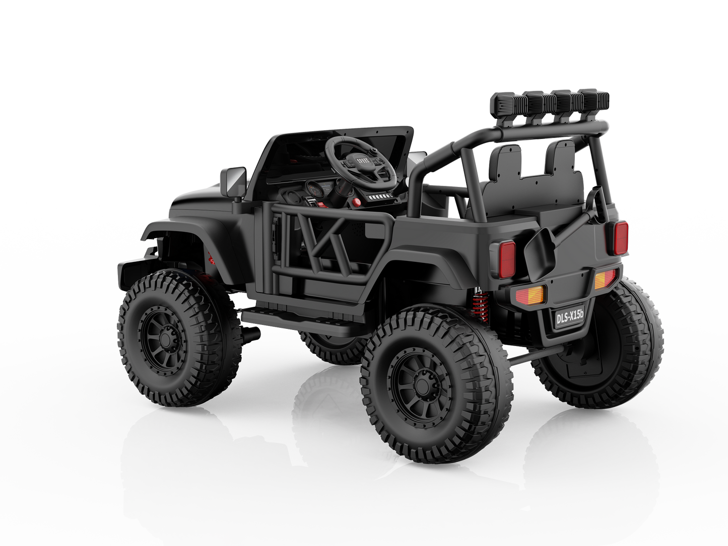 Monster Jeep 24V Ride-On Car – 2-Seater, 4X4 with 800W Motors, Lifted Suspension, Rubber Wheels, Bluetooth, LED Lights, and Parental Remote for Kids