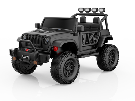 Monster Jeep 24V Ride-On Car – 2-Seater, 4X4 with 800W Motors, Lifted Suspension, Rubber Wheels, Bluetooth, LED Lights, and Parental Remote for Kids