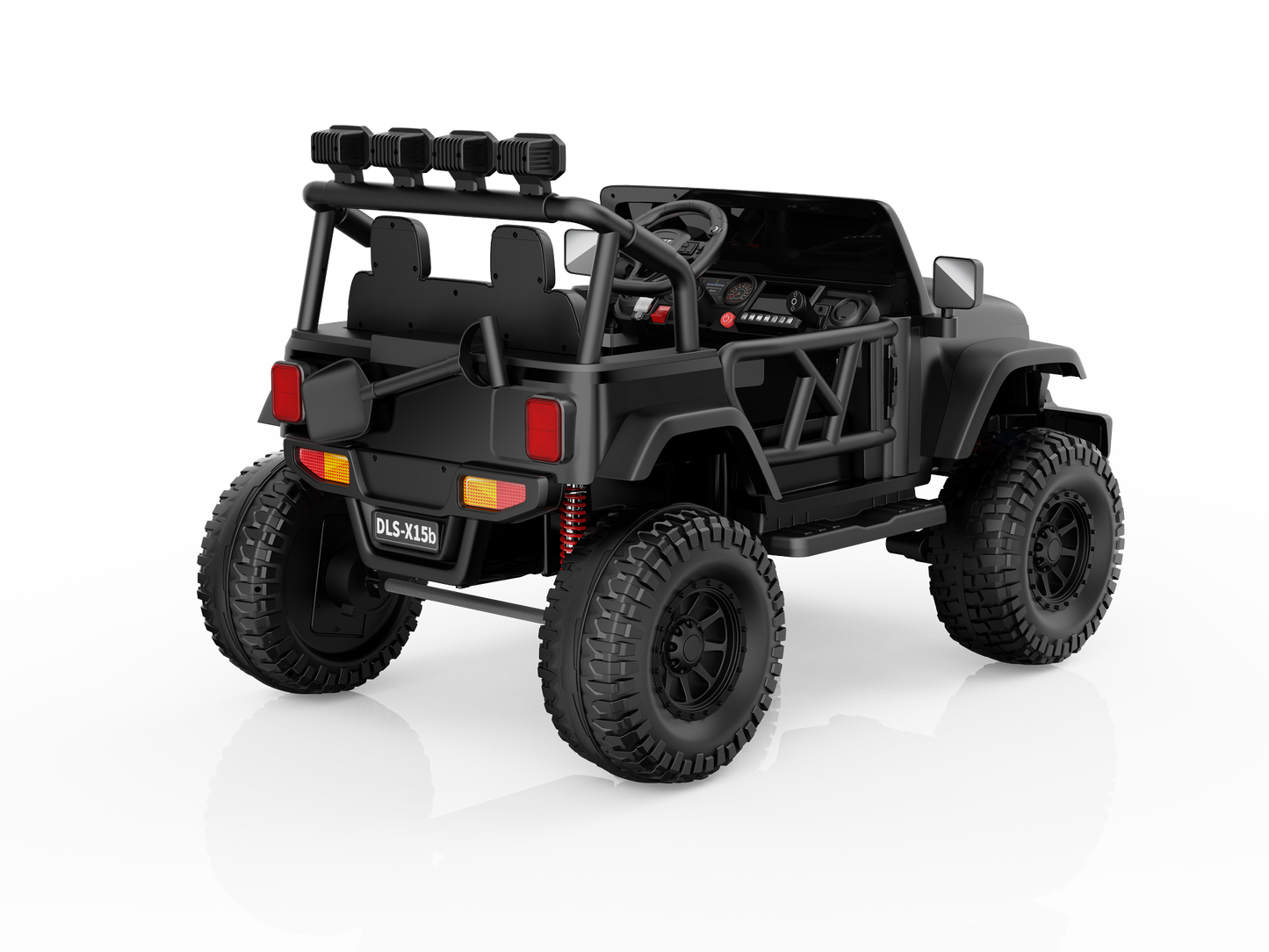 Monster Jeep 24V Ride-On Car – 2-Seater, 4X4 with 800W Motors, Lifted Suspension, Rubber Wheels, Bluetooth, LED Lights, and Parental Remote for Kids