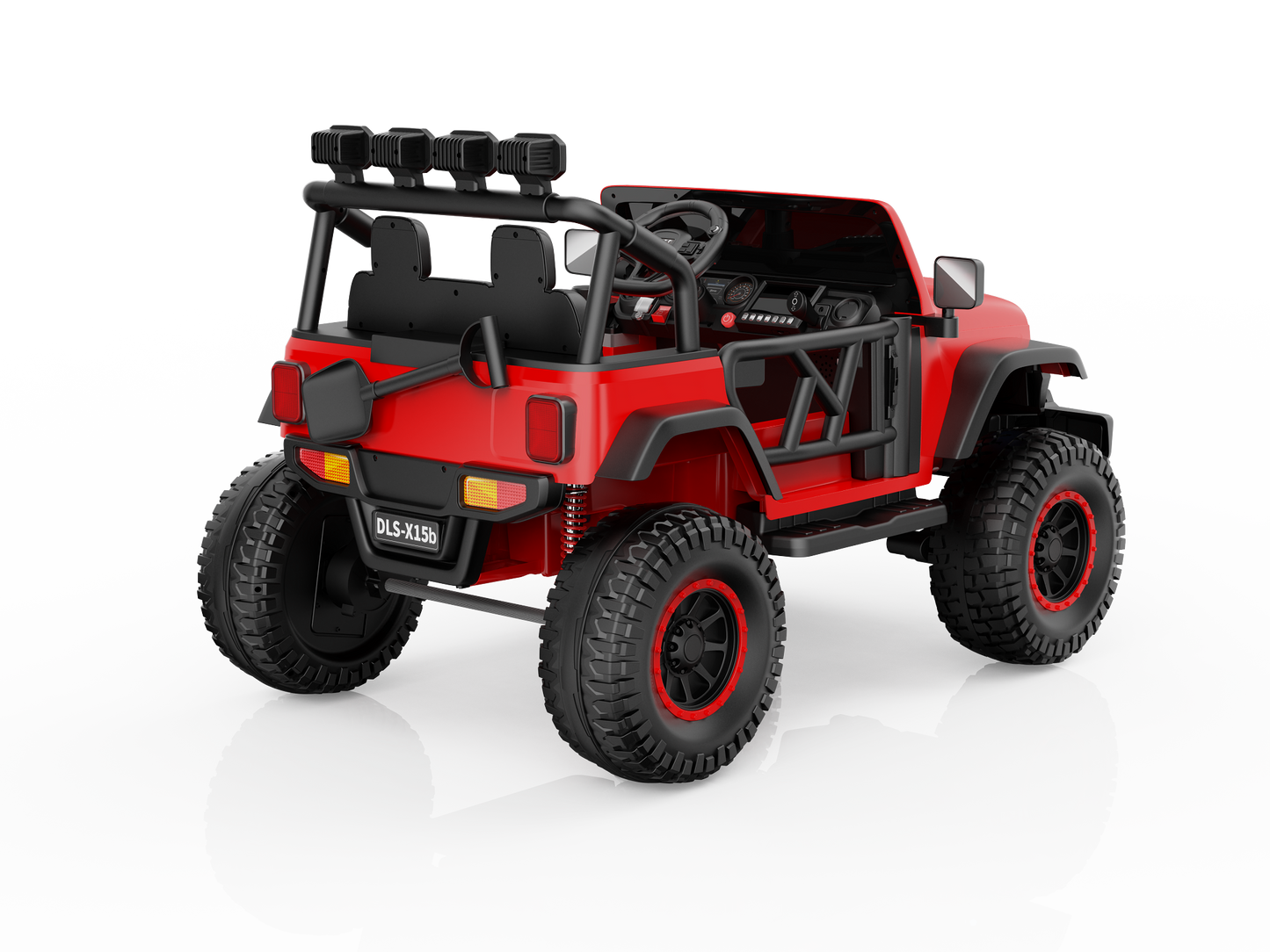 Monster Jeep 24V Ride-On Car – 2-Seater, 4X4 with 800W Motors, Lifted Suspension, Rubber Wheels, Bluetooth, LED Lights, and Parental Remote for Kids