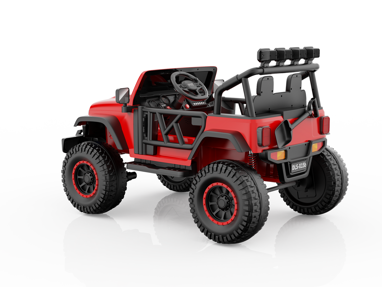 Monster Jeep 24V Ride-On Car – 2-Seater, 4X4 with 800W Motors, Lifted Suspension, Rubber Wheels, Bluetooth, LED Lights, and Parental Remote for Kids