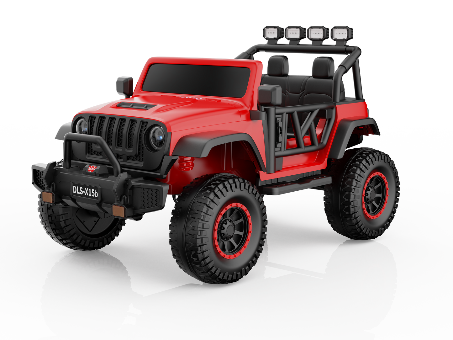Monster Jeep 24V Ride-On Car – 2-Seater, 4X4 with 800W Motors, Lifted Suspension, Rubber Wheels, Bluetooth, LED Lights, and Parental Remote for Kids