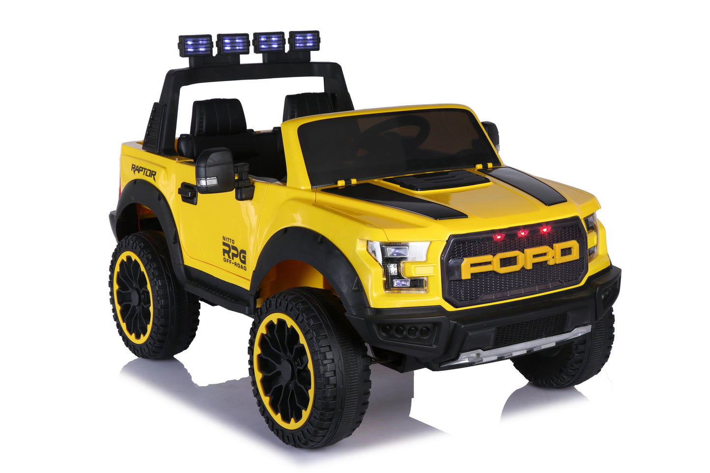 Ford F150 Raptor 12V Two-Seater Kids Ride-On Truck 4x4 with Rubber Wheels, Leather Seats, Hydraulics, Remote Control and LED Lights