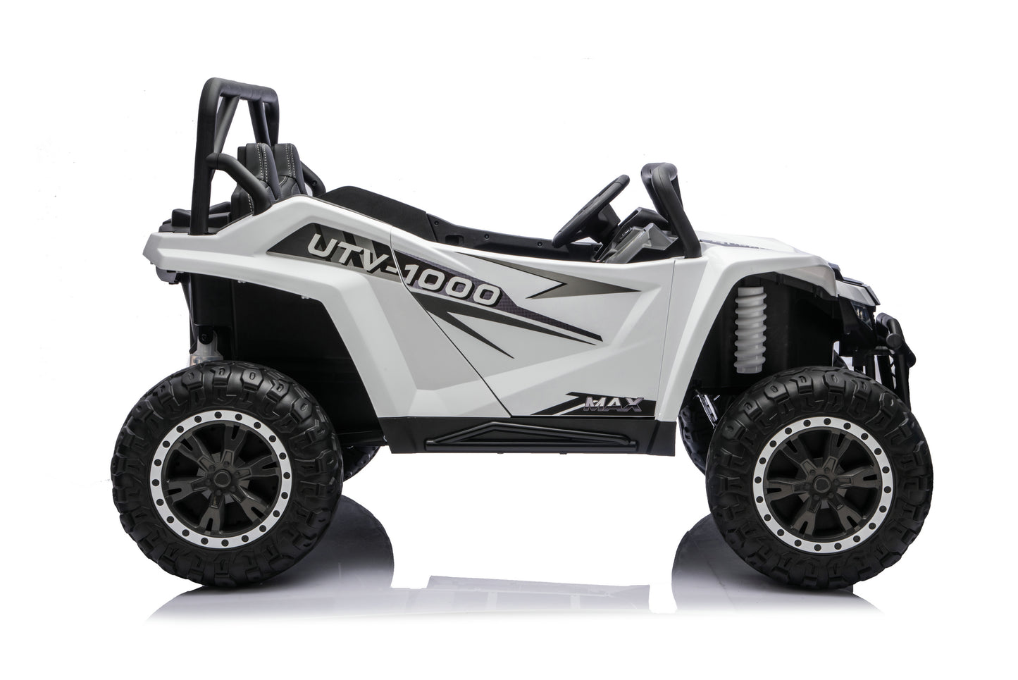 Kids ride-on UTV with included parent remote control.