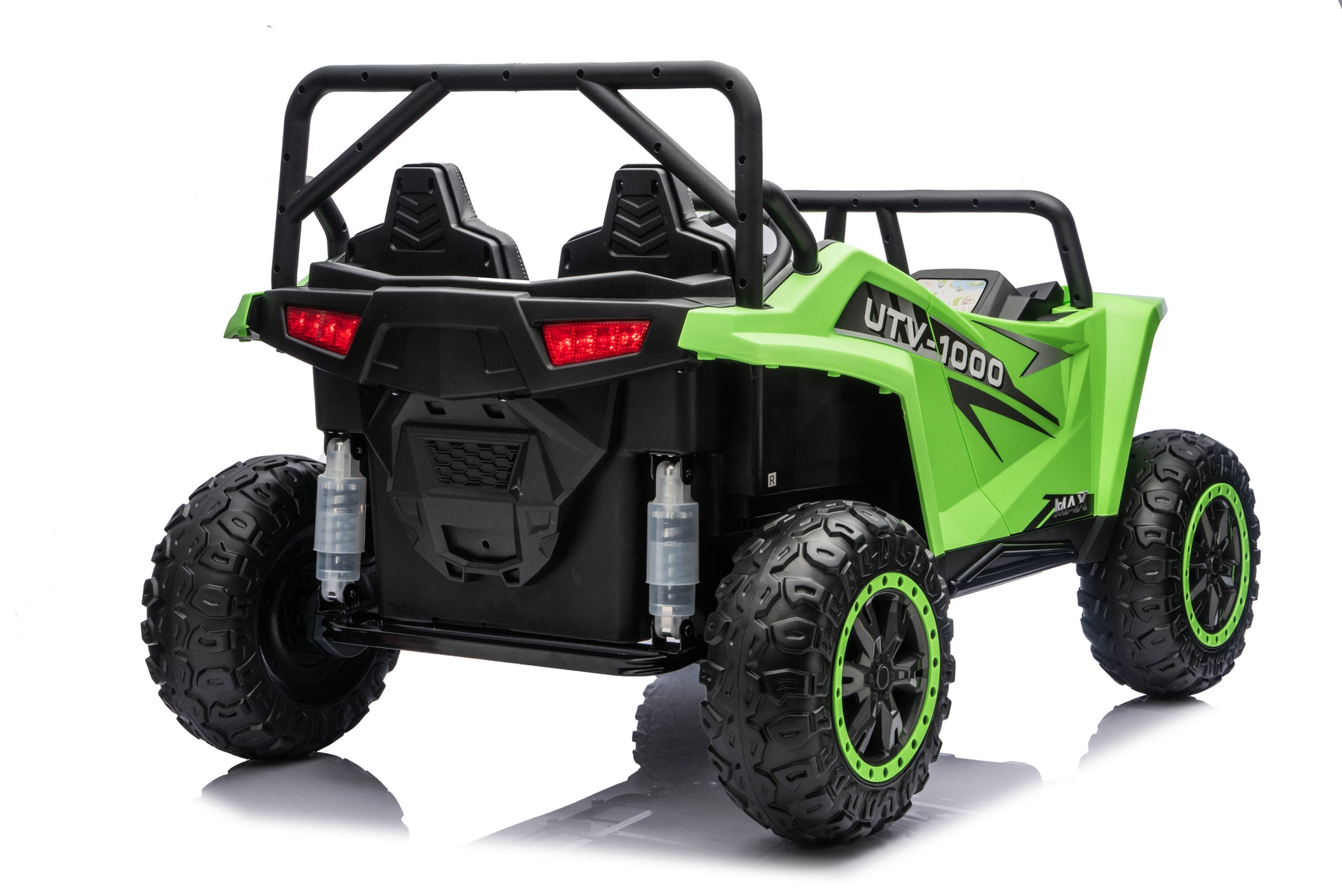 Premium leather seats inside the Apex XXL 24V ride-on UTV.