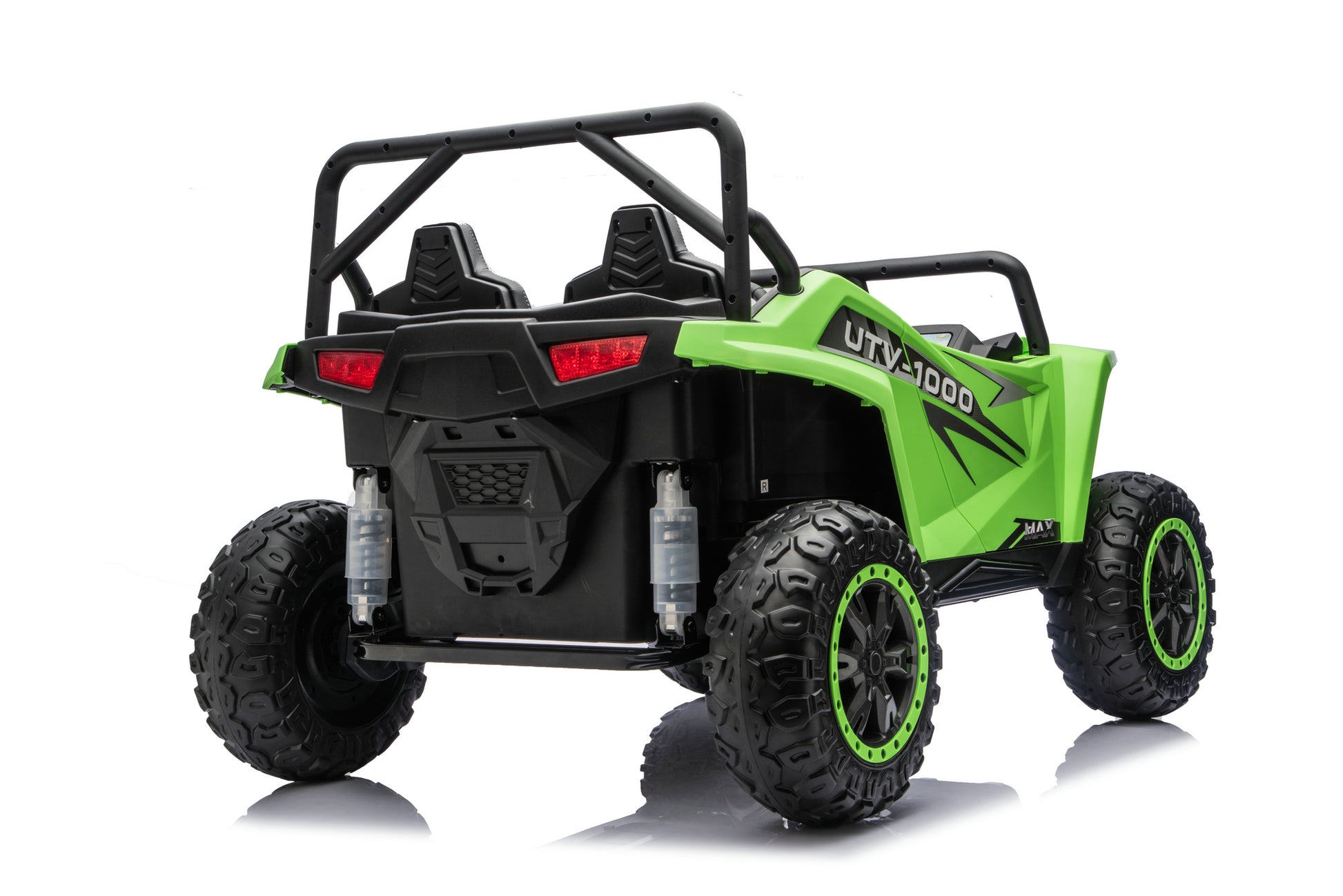 Two children enjoying the Apex XXL two-seater ride-on UTV.
