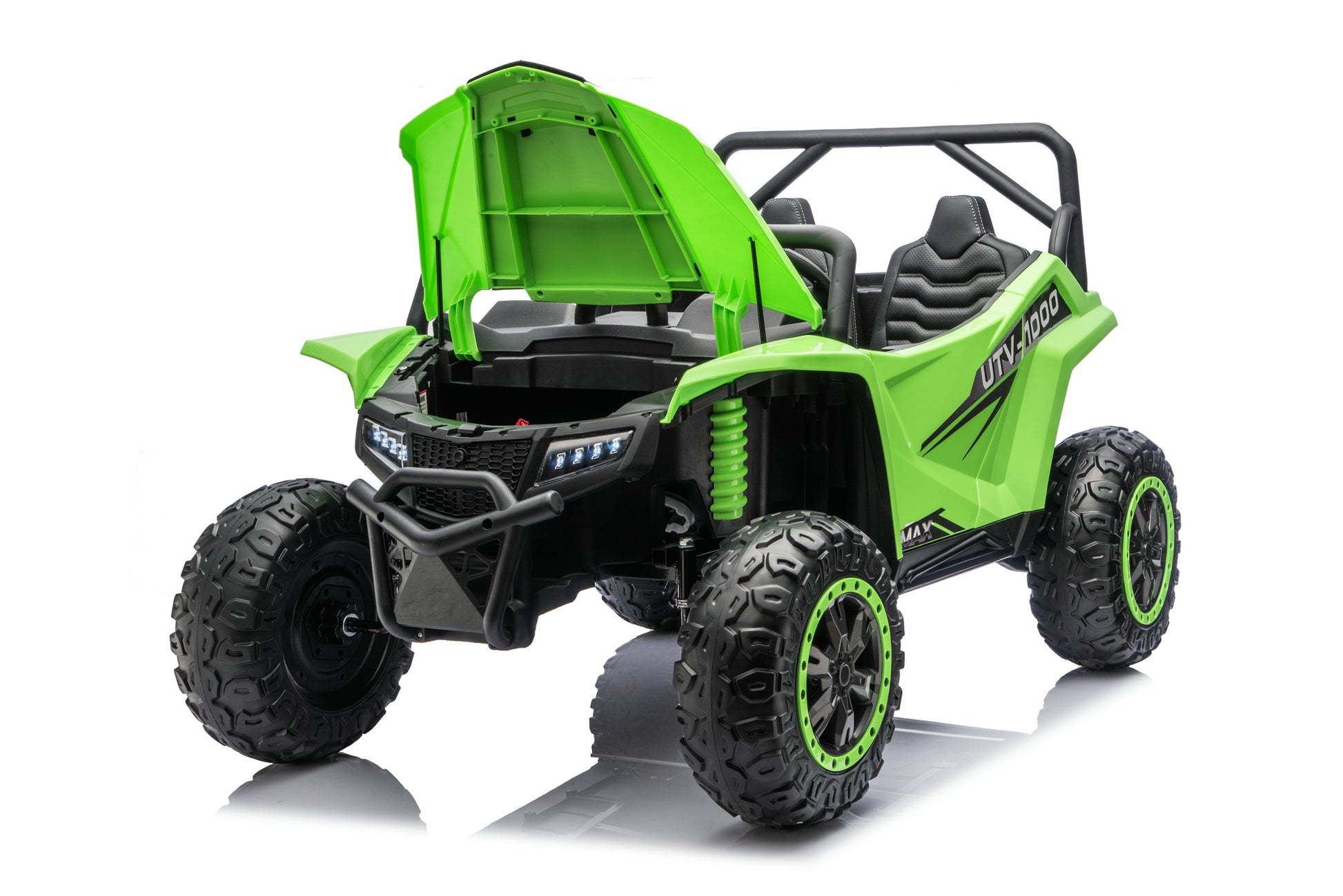 Close-up front styling of the Apex XXL 24V UTV.