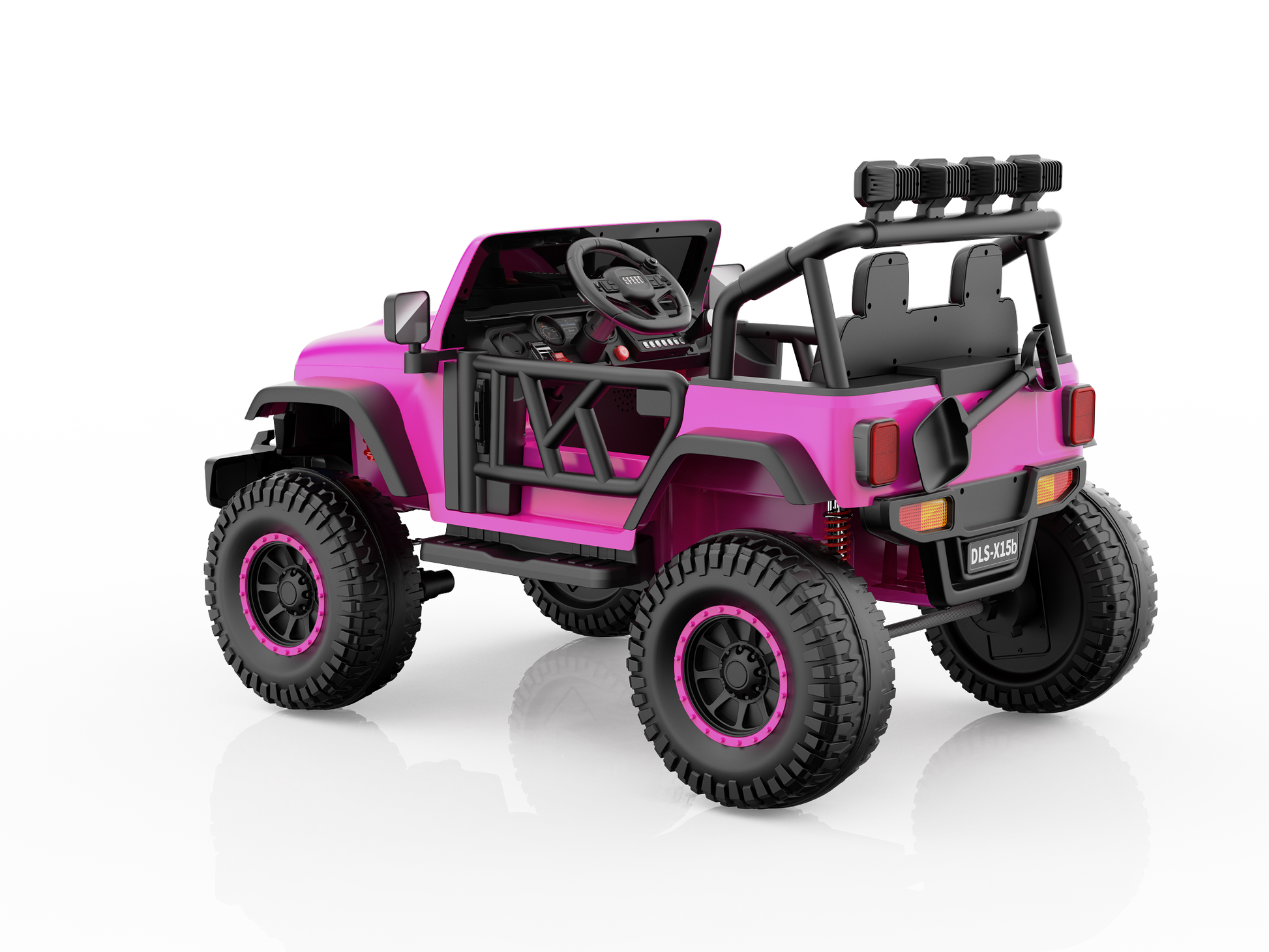 Monster Jeep 24V Ride-On Car – 2-Seater, 4X4 with 800W Motors, Lifted Suspension, Rubber Wheels, Bluetooth, LED Lights, and Parental Remote for Kids